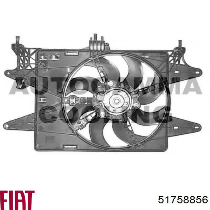 51758856 Fiat/Alfa/Lancia диффузор радиатора охлаждения, в сборе с мотором и крыльчаткой