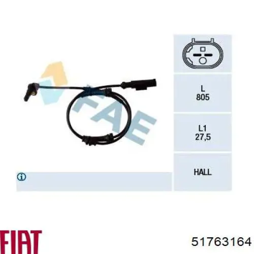 Передний датчик АБС Fiat/Alfa/Lancia 51763164 цена, от 15.24 USD