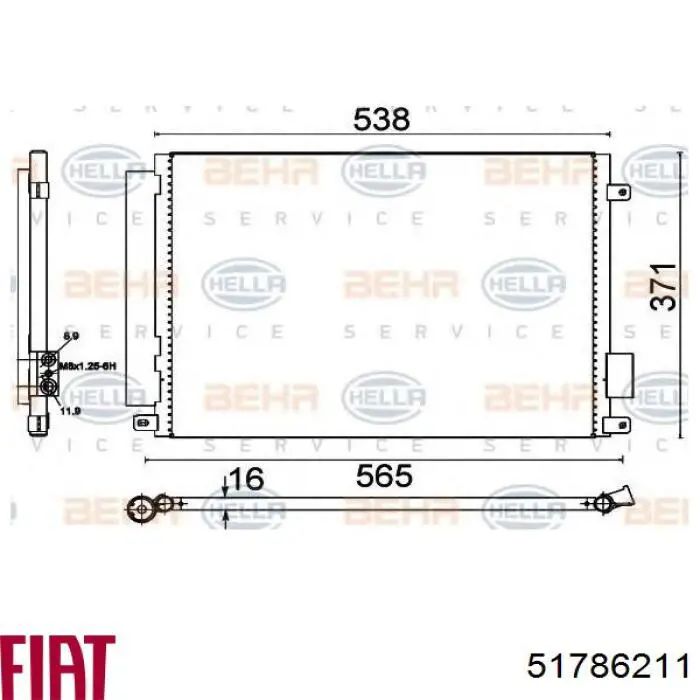Купить 51786211 Fiat/Alfa/Lancia Радиатор системы охлаждения кондиционера