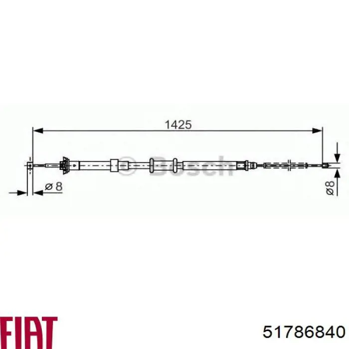 Купить 51786840 Fiat/Alfa/Lancia Трос стояночного тормоза задний левый