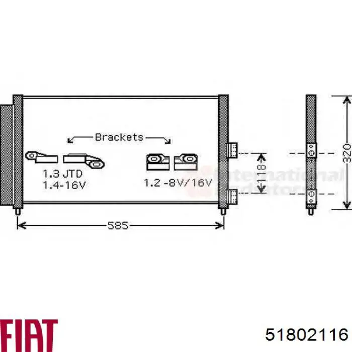 Купить 51802116 Fiat/Alfa/Lancia Радиатор системы охлаждения кондиционера