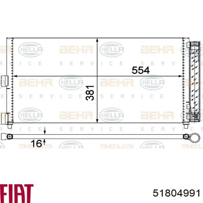 Radiador de aire acondicionado 51804991 Fiat/Alfa/Lancia