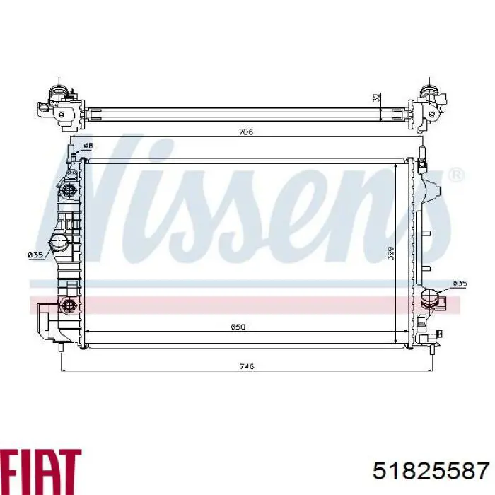 Радиатор 51825587 Fiat/Alfa/Lancia