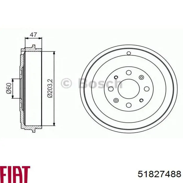 Тормозной барабан 51827488 Fiat/Alfa/Lancia