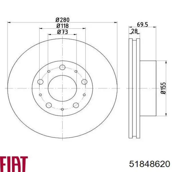 Купить 51848620 Fiat/Alfa/Lancia Ротор тормозной