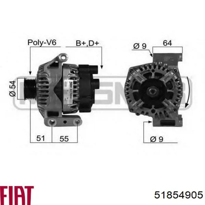 Генератор 51854905 Fiat/Alfa/Lancia