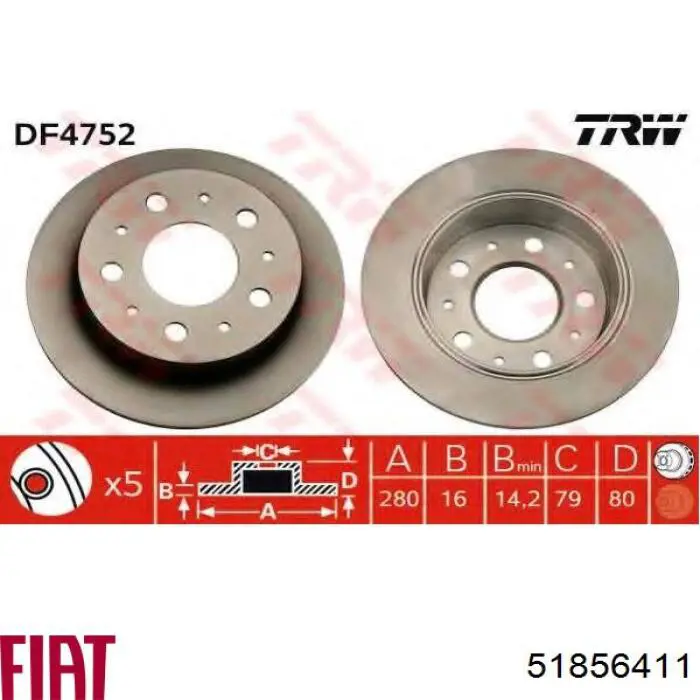 51856411 Fiat/Alfa/Lancia Дисковый тормоз