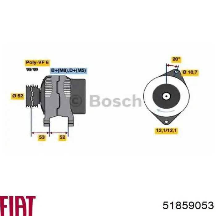 Купить 51859053 Fiat/Alfa/Lancia Генератор