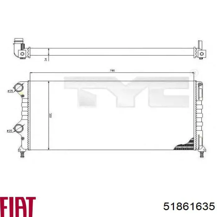 Радиатор охлаждения двигателя Fiat/Alfa/Lancia 51861635 цена, от 48.14 USD