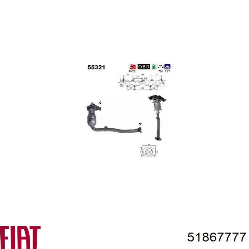 Купить 51867777 Fiat/Alfa/Lancia Преобразователь отработавших газов