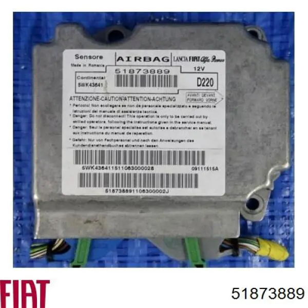 51873889 Fiat/Alfa/Lancia módulo processador de controlo da bolsa de ar (centralina eletrônica airbag)