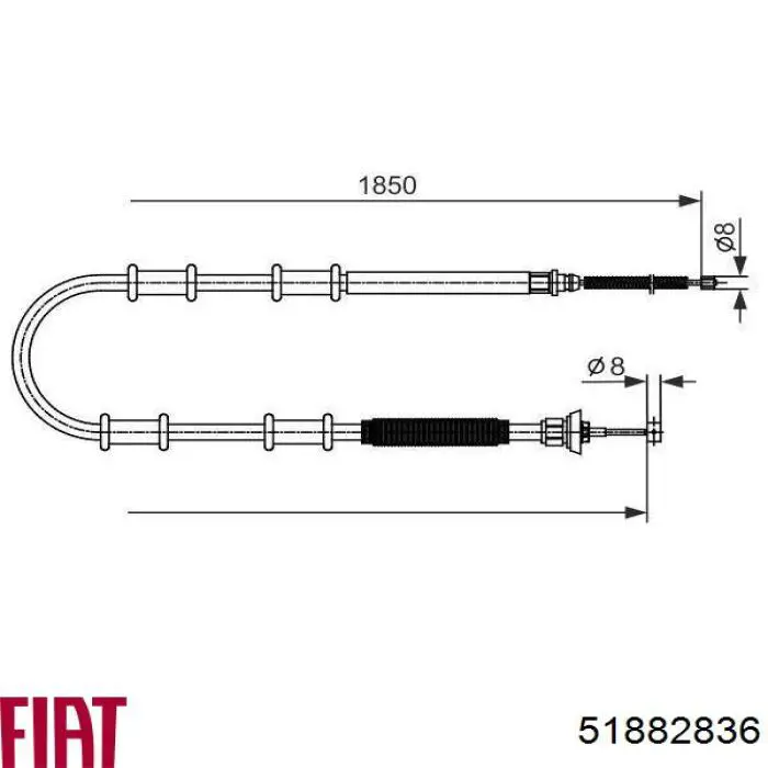 51882836 Fiat/Alfa/Lancia Трос ручного тормоза задний правый/левый