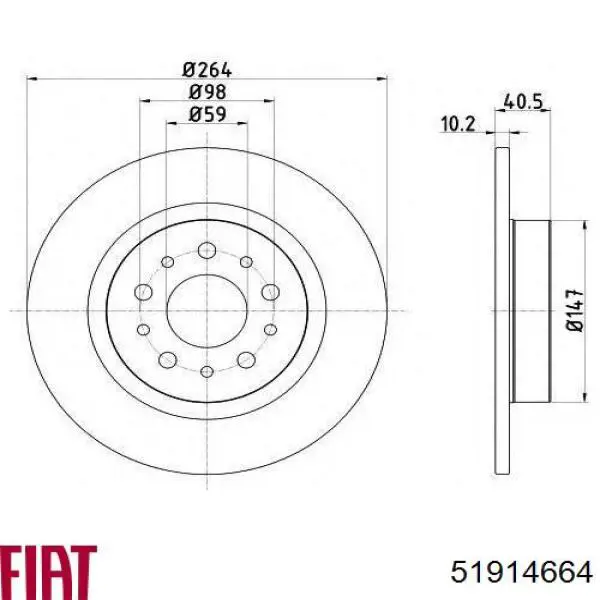 Купить 51914664 Fiat/Alfa/Lancia Диск тормозной задний