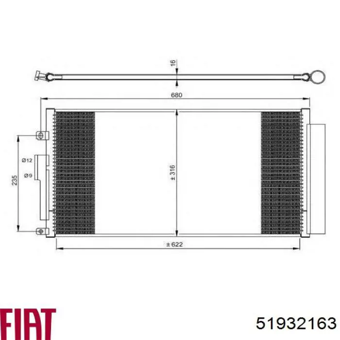 51932163 Fiat/Alfa/Lancia radiador de aparelho de ar condicionado