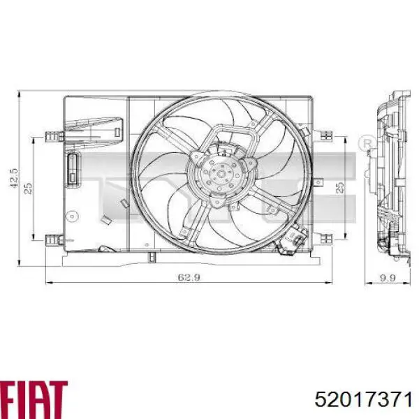 Диффузор вентилятора в сборе с мотором и крыльчаткой 52017371 Fiat/Alfa/Lancia