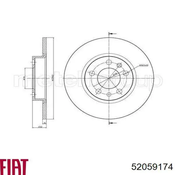Задний дисковый тормоз Fiat/Alfa/Lancia 52059174