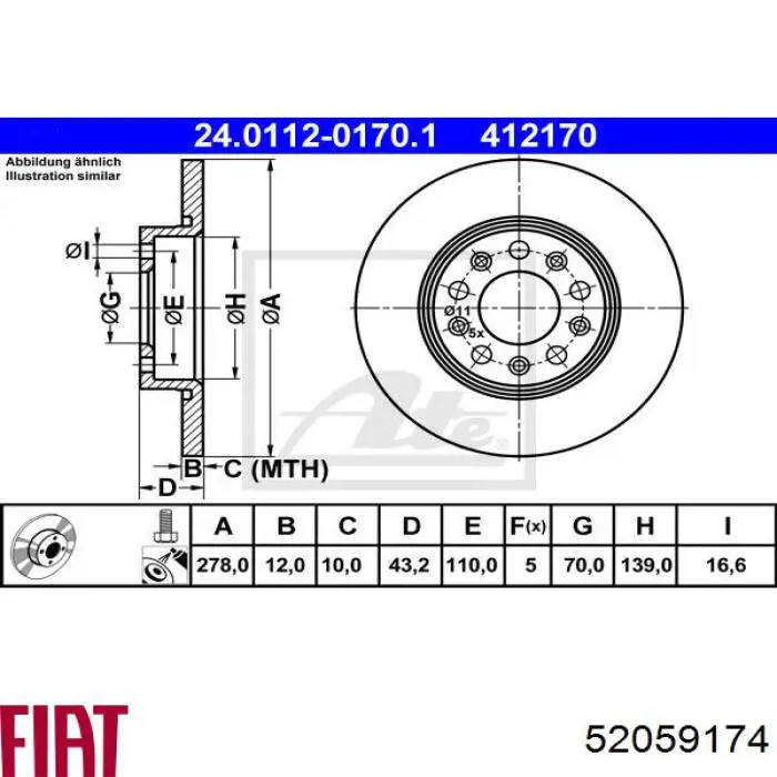 52059174 Fiat/Alfa/Lancia Дисковый тормоз