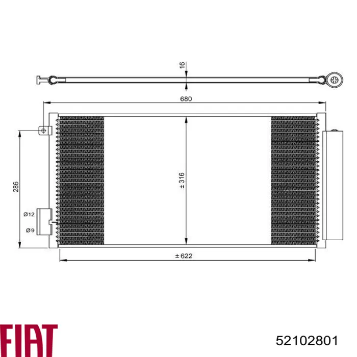 52102801 Fiat/Alfa/Lancia radiador de aparelho de ar condicionado