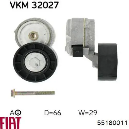 Роликовий модуль натяжителя ремня Fiat/Alfa/Lancia 55180011 цена, от 25.91 USD