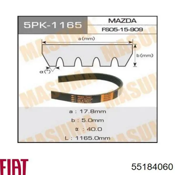 Correa trapezoidal 55184060 Fiat/Alfa/Lancia