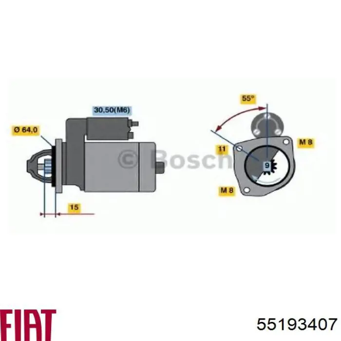 Стартер 55193407 Fiat/Alfa/Lancia