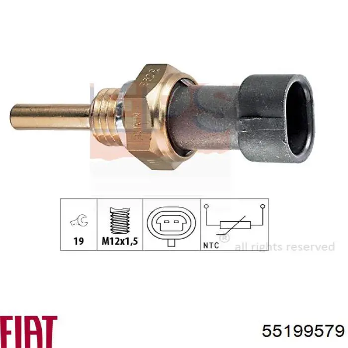 Sensor de temperatura del refrigerante 55199579 Fiat/Alfa/Lancia