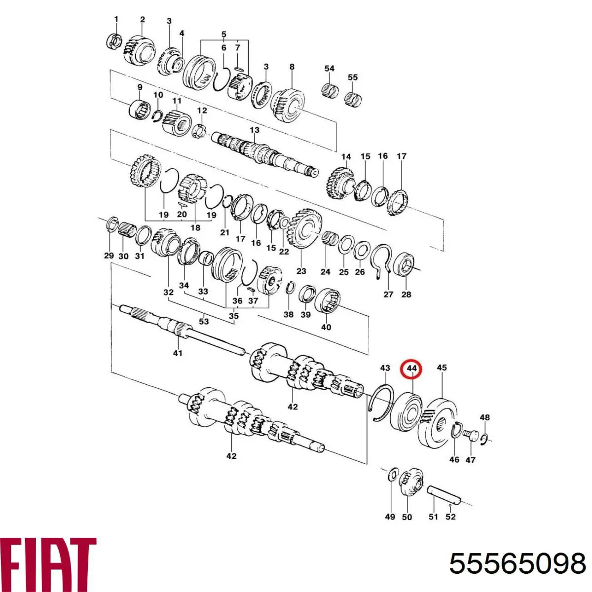 Rolamento da Caixa de Mudança Fiat/Alfa/Lancia 55565098