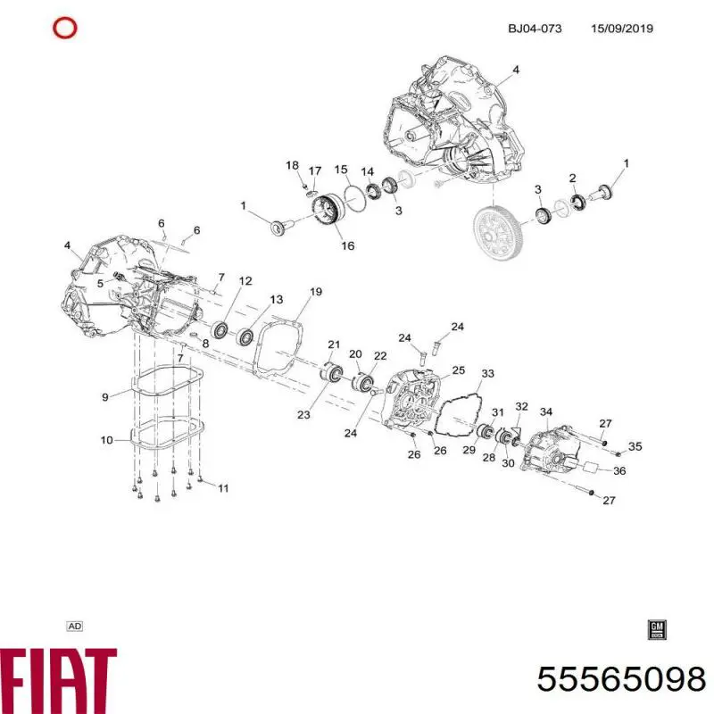 Rolamento da Caixa de Mudança 55565098 Fiat/Alfa/Lancia