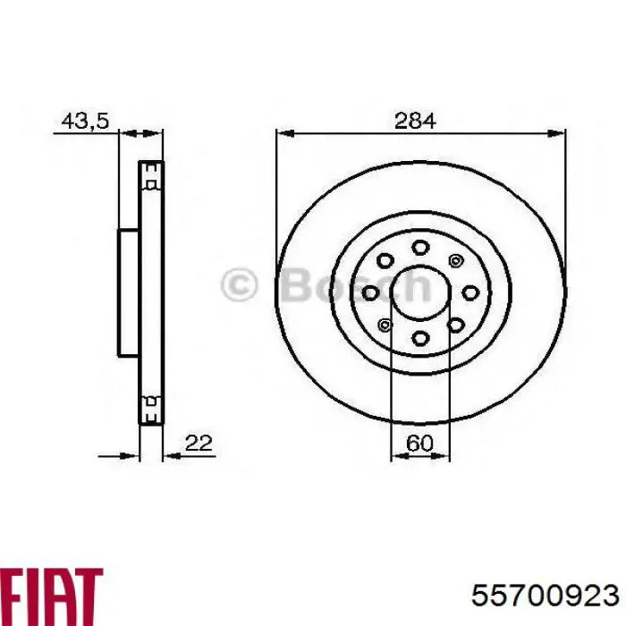 Тормоз дисковый передний Fiat/Alfa/Lancia 55700923 цена, от 30.55 USD