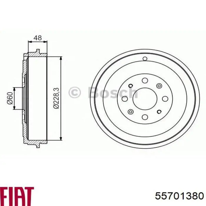 Тормозной барабан 55701380 Fiat/Alfa/Lancia