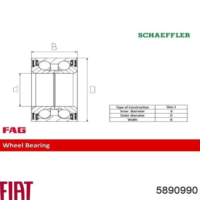 Купить 5890990 Fiat/Alfa/Lancia Подшипник передней ступицы
