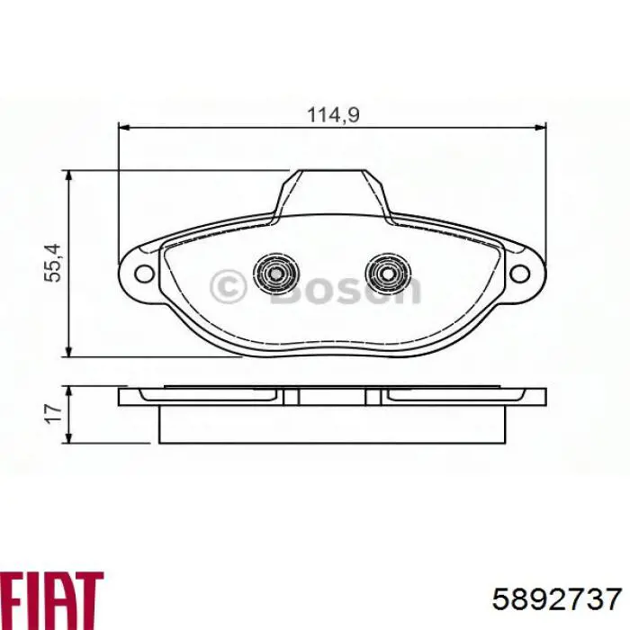 Передние тормозные колодки 5892737 Fiat/Alfa/Lancia