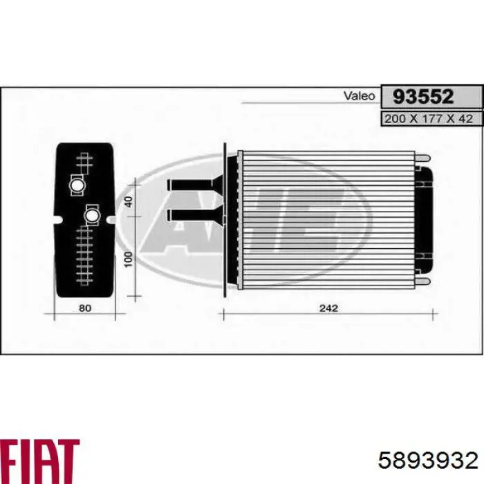 5893932 Fiat/Alfa/Lancia Радиатор отопителя салона