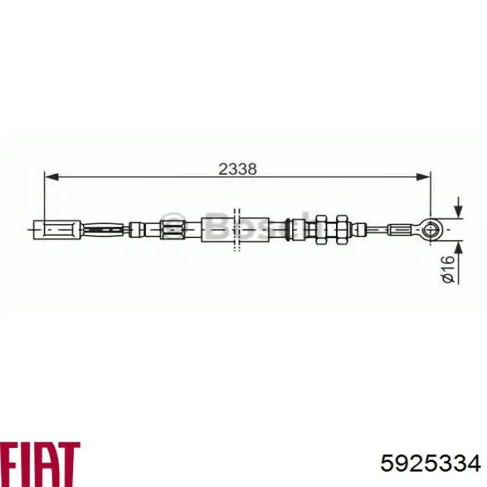 5925334 Fiat/Alfa/Lancia трос ручного тормоза задний правый/левый