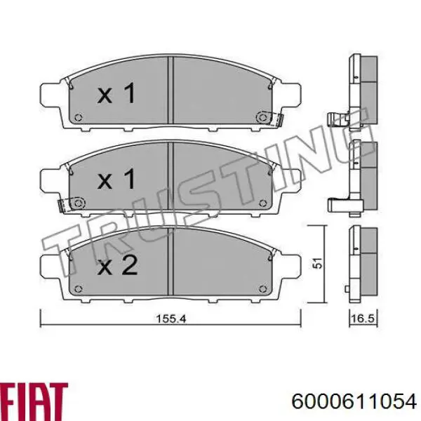 Колодки тормозные передние дисковые FIAT 6000611054