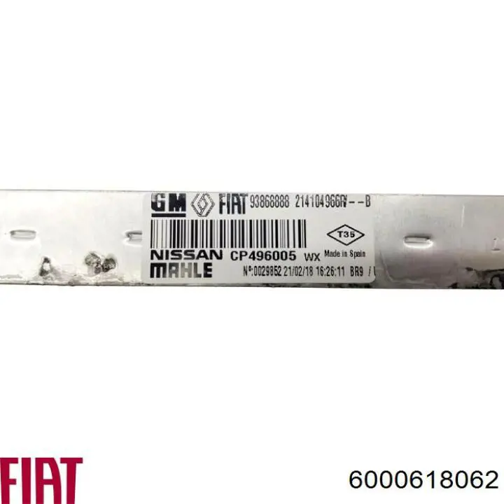 6000618062 Fiat/Alfa/Lancia Radiador de esfriamento de motor