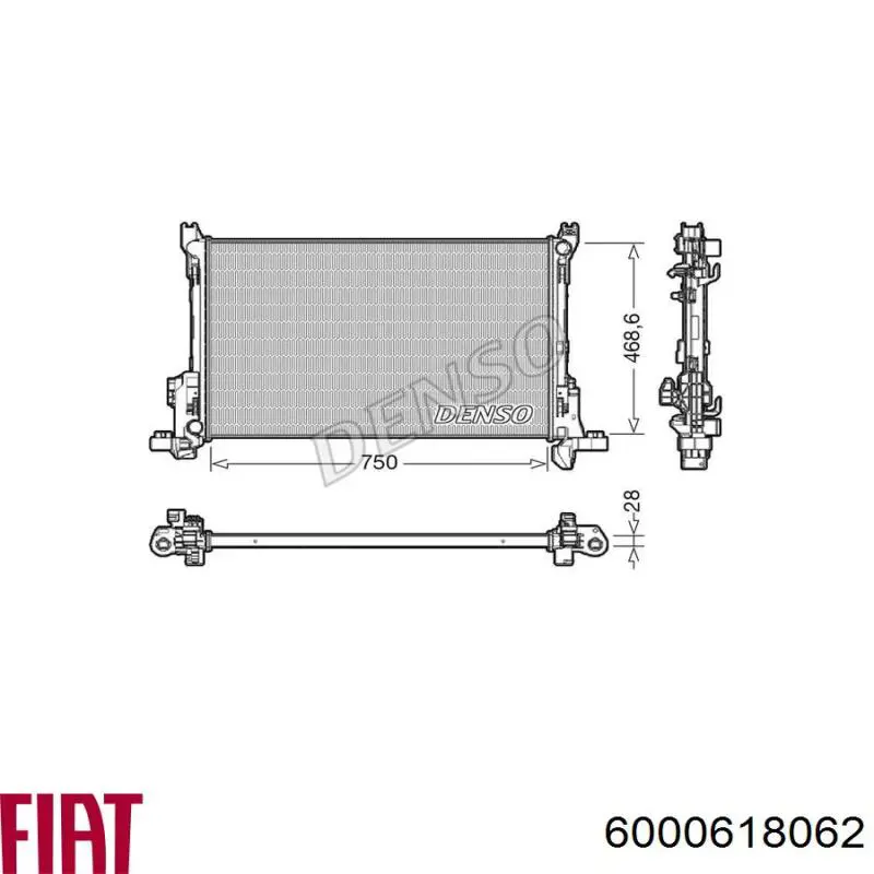 Radiador de esfriamento de motor Fiat/Alfa/Lancia 6000618062 preço, a partir de 321,85 USD