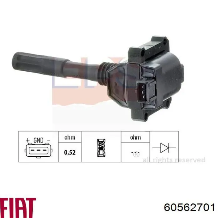 Катушка зажигания 60562701 Fiat/Alfa/Lancia