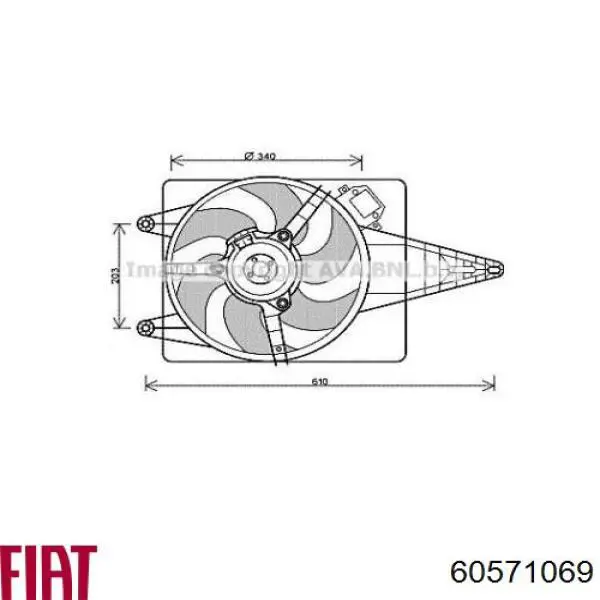 60571069 Fiat/Alfa/Lancia диффузор радиатора охлаждения, в сборе с мотором и крыльчаткой