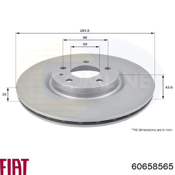 Передние тормозные диски 60658565 Fiat/Alfa/Lancia