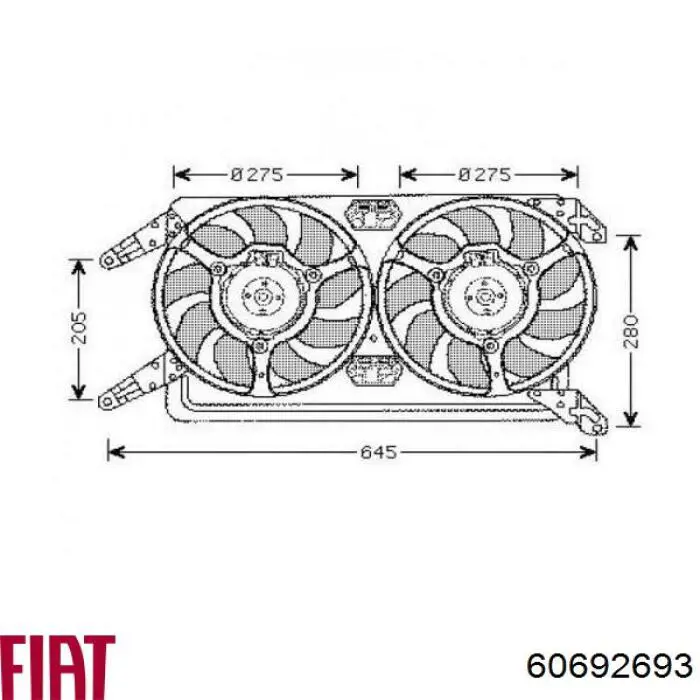 Диффузор радиатора охлаждения в сборе с мотором и крыльчаткой Fiat/Alfa/Lancia 60657849 цена, от 168.27 USD