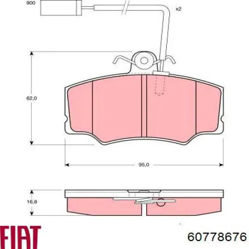 Передние тормозные колодки 60778676 Fiat/Alfa/Lancia