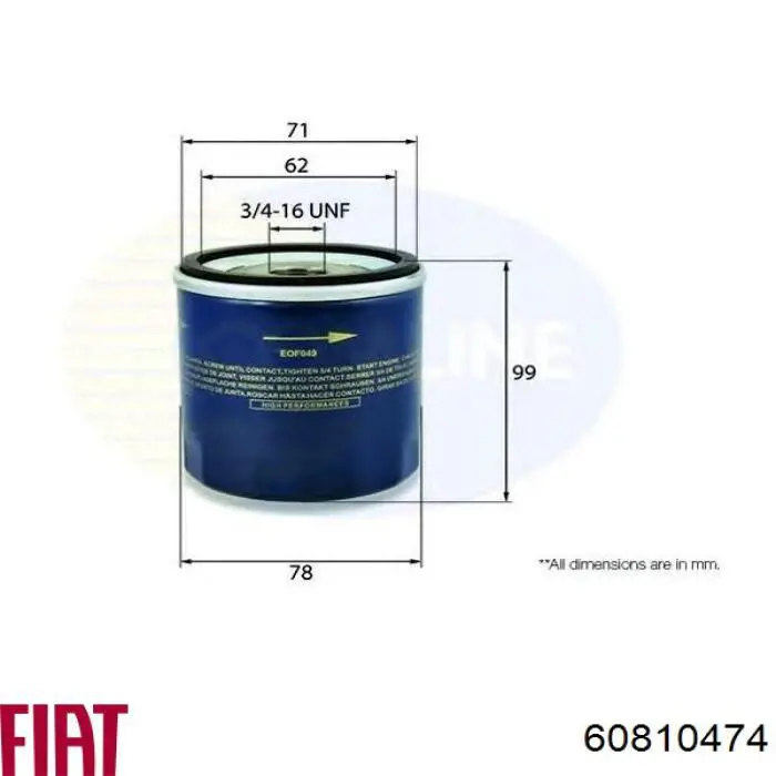 Фильтр очистки масла центробежный Fiat/Alfa/Lancia 60810474 цена, от 5.92 USD