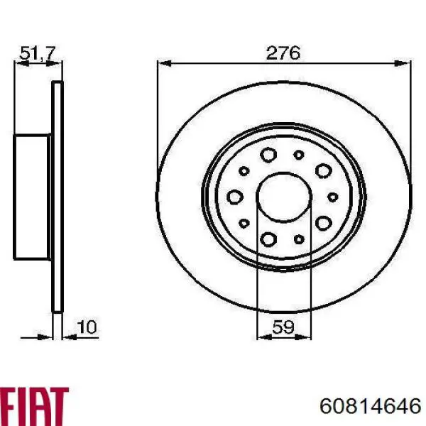 Тормозные диски 60814646 Fiat/Alfa/Lancia