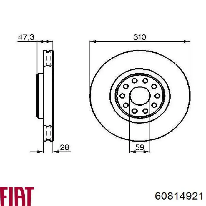 Передние тормозные диски 60814921 Fiat/Alfa/Lancia