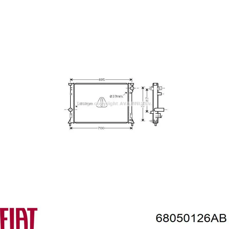 Радиатор 68050126AB Fiat/Alfa/Lancia