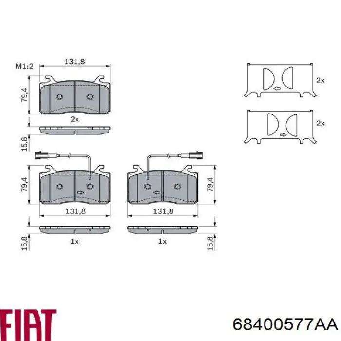 Колодки Fiat/Alfa/Lancia 68400577AA цена, от 72.05 USD