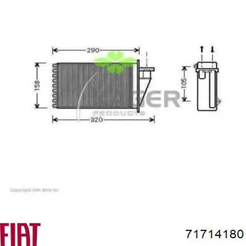 Радиатор печки (отопителя) Fiat/Alfa/Lancia 71714180 цена, от 18.68 USD