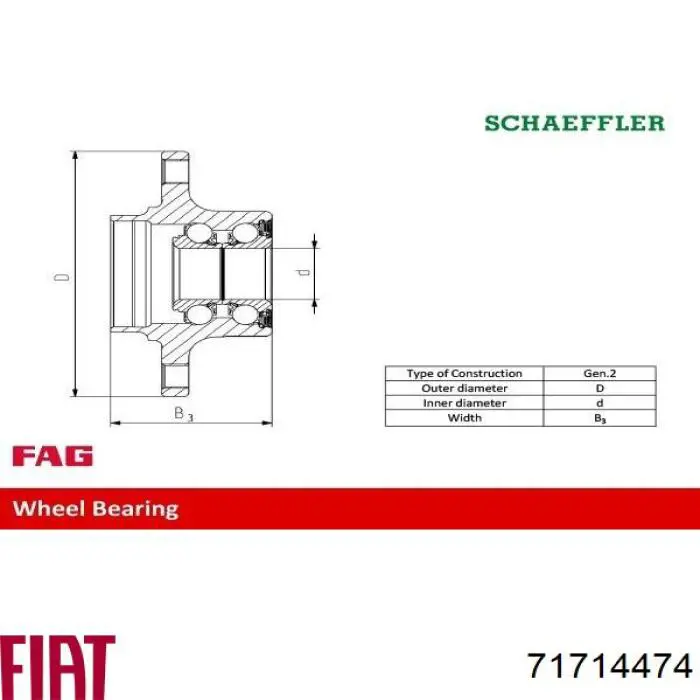 Ступицы задних колес Fiat/Alfa/Lancia 71714474 цена, от 37.16 USD