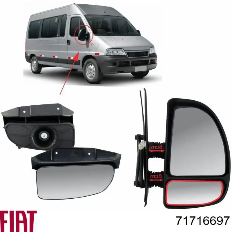 Стекло правого зеркала заднего вида 0071716697 Fiat/Alfa/Lancia